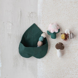 Fabric Leaf Pocket with Plushies Toy available at Bench Home