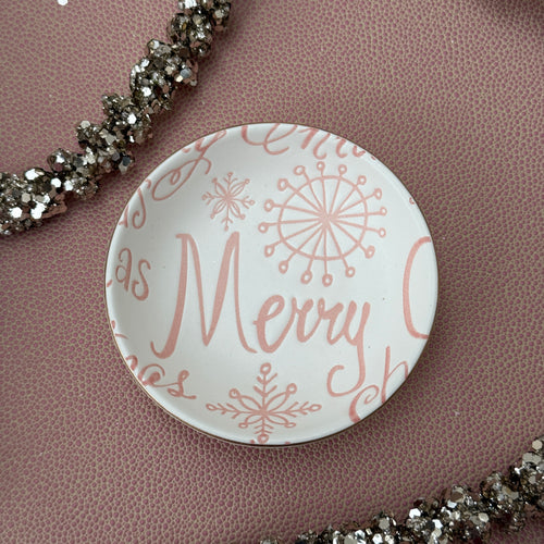 Holiday Pink & White Dish