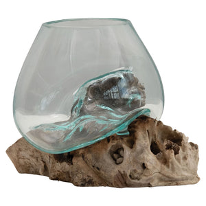 Round Glass Planter on Wood Base available at Bench Home