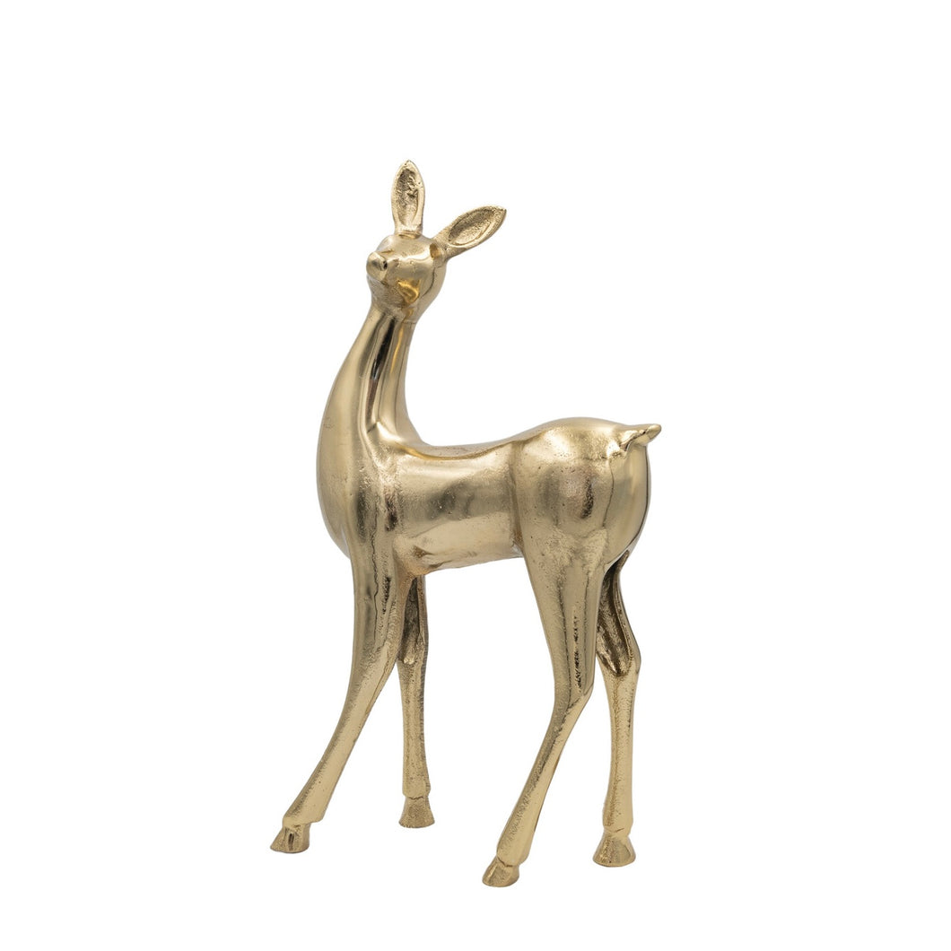 Cast Aluminum Deer, Gold Finish