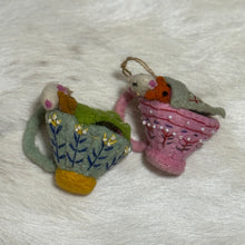Load image into Gallery viewer, Felt Tea Cup Mouse Ornament | Two Styles