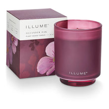 Load image into Gallery viewer, Purple ILLUME candle with floral packaging on a white background