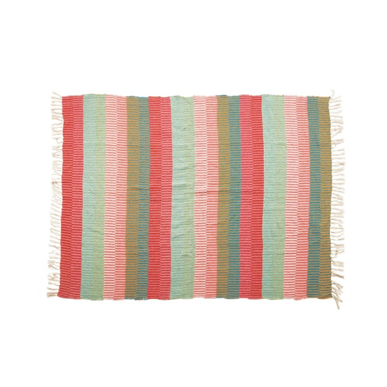 striped cotton blend throw pillow.