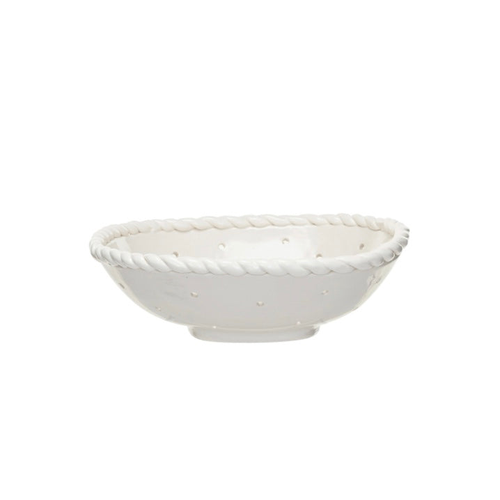 stoneware berry bowl with hand twisted edge detailing