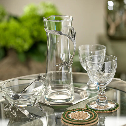 Zodax Dragonfly Pewter & Glass Pitcher