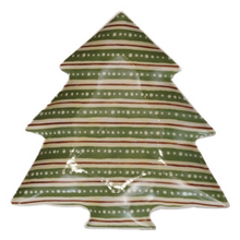 Load image into Gallery viewer, Stoneware Tree Shaped Plate w/ Holiday Pattern | 2 Styles