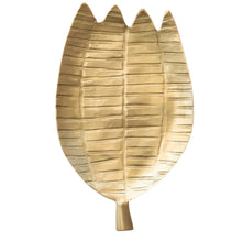 Load image into Gallery viewer, Brass Flower Dish, ribbed brass tulip-shaped dish with four-pointed petals against white background.