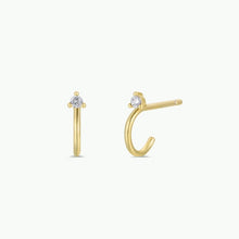 Load image into Gallery viewer, White CZ Open Mini Hoop Earrings