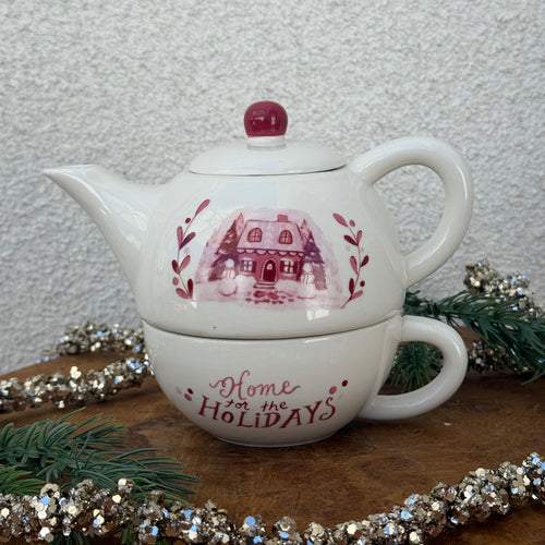 Holiday Stackable Teapot and Teacup
