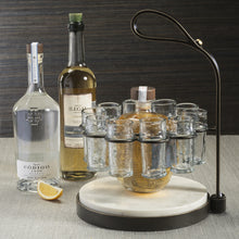 Load image into Gallery viewer, ZODAX Tequilero 10 Shot Tequila Set with Marble Cutting Board - Dark Bronze