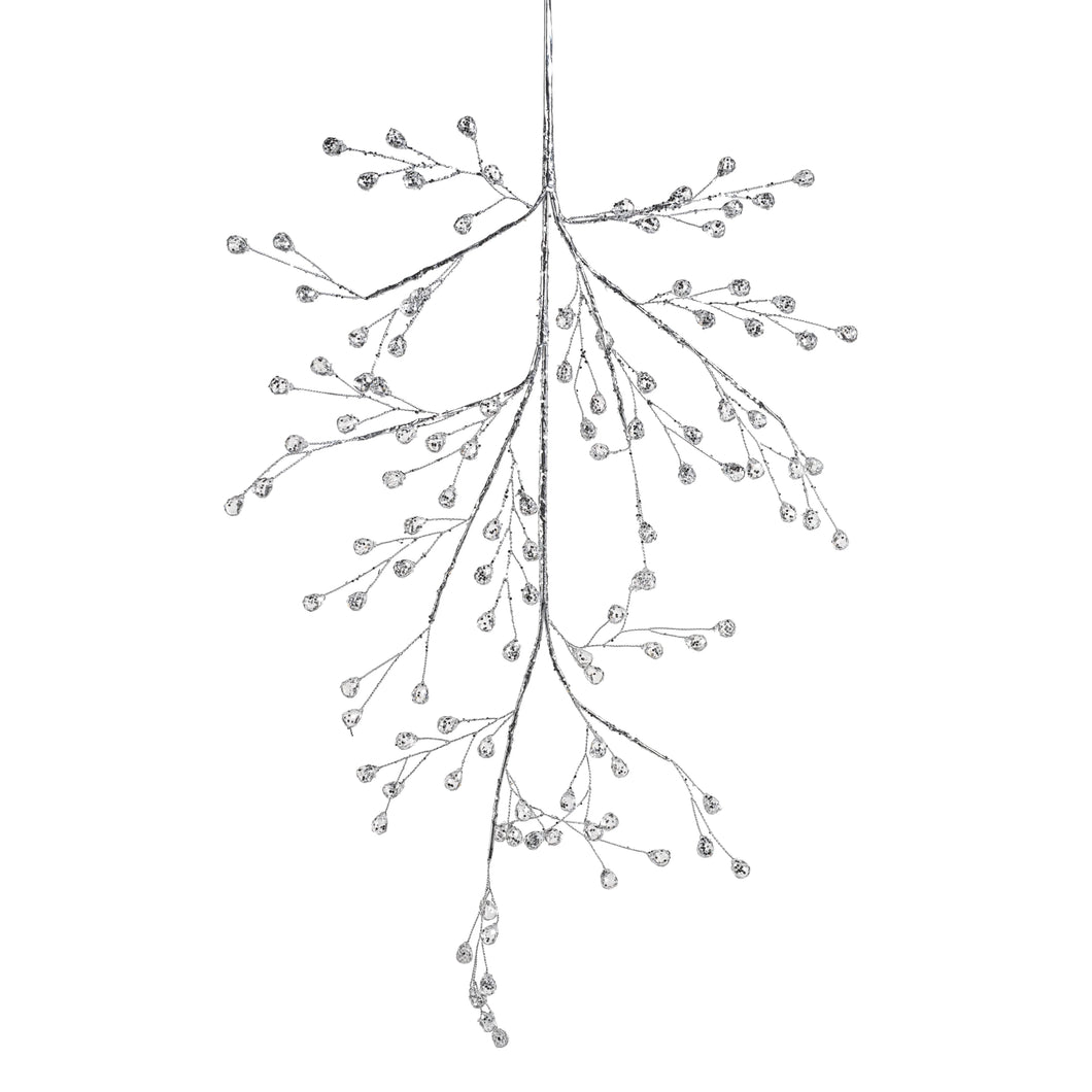 ZODAX Beaded Glass Berry Branch - Clear and Silver