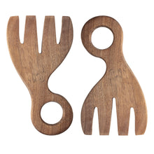 Load image into Gallery viewer, Two Acacia wooden salad servers on a white background.