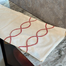 Load image into Gallery viewer, Cream Table Runner with Red Braid
