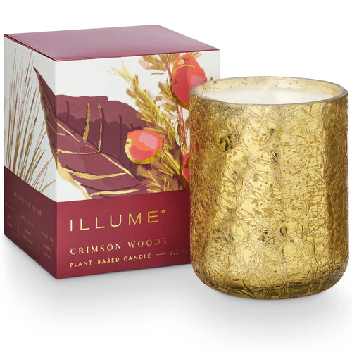 Crimson Woods Small Crackle Glass Candle