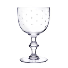 Load image into Gallery viewer, Stemmed goblet with small stars etched on it. White background. 