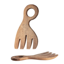 Load image into Gallery viewer, Acacia wood salad servers on a white background.
