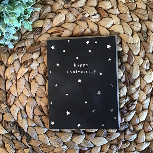 silver stars happy anniversary card