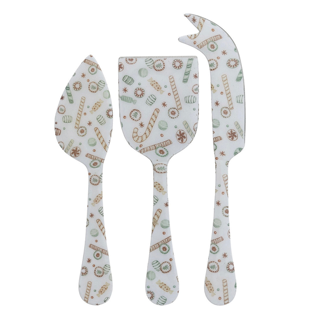 Enameled Stainless Steel Cheese Knives, Set of 3