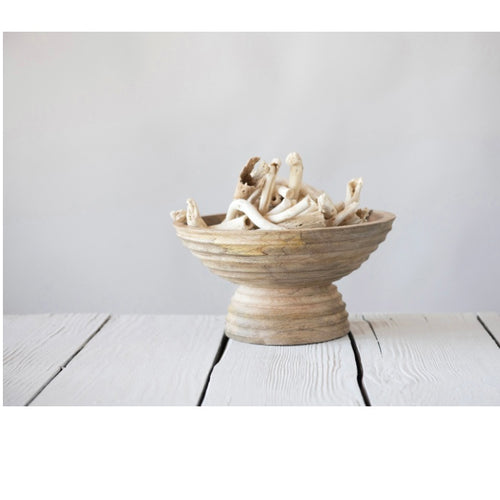 footed wood bowl with mango wood 