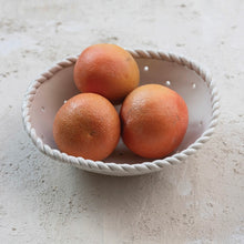 Load image into Gallery viewer, stoneware berry bowl with hand twisted detail 