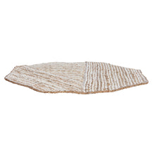 Load image into Gallery viewer, Side profile of a hexagonal cotton jute woven mat with natural fiber pattern on a white background.