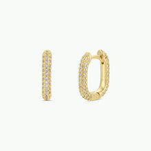 Load image into Gallery viewer, Pave Gold Hoop Earrings