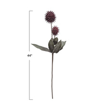 Load image into Gallery viewer, Decorative plant stem with purple flowers and green leaves, 44&quot; measurement indicated.