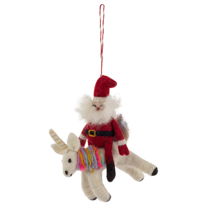 Santa & Unicorn Ornament