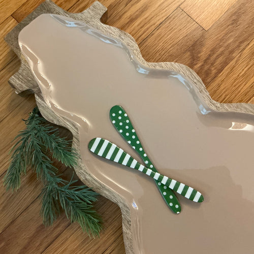 Enameled Mango Wood Snowman Shaped Tray, Tan Color & Natural