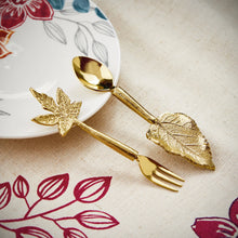 Load image into Gallery viewer, Leaf Appetizer Fork &amp; Spoon Set