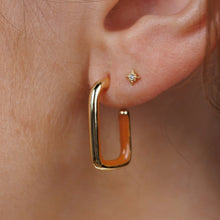 Load image into Gallery viewer, Brown Enamel Rectangle Hoop Earrings