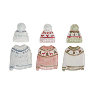 Stoneware Holiday Sweater & Pom - Pom Beanie Dish Set | Three Styles available at Bench Home