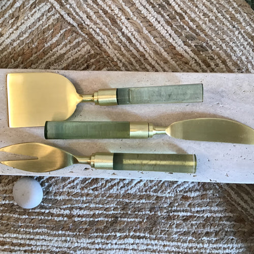 Resin and Brass Cheese Utensils Set of 3