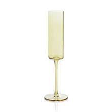 Load image into Gallery viewer, A single champagne flute with a light yellow hue on a white background.