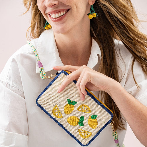 Seed Bead Lemons Purse