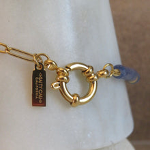 Load image into Gallery viewer, Gold circular necklace clasp with &quot;SALTY CALI CALIFORNIA&quot; charm 