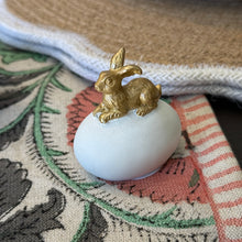 Load image into Gallery viewer, Gold Bunny On Egg Figurine