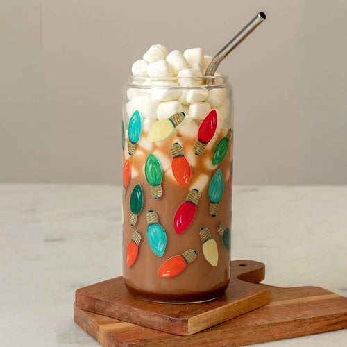 Holiday Lights Glass Can