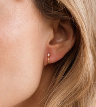 Load image into Gallery viewer, White CZ Open Mini Hoop Earrings