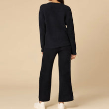 Load image into Gallery viewer, Softies Black V-Neck Lounge Set
