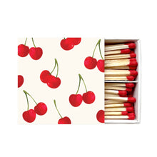 Load image into Gallery viewer, Matchbox with cherry design on the lid and red tipped matches inside.