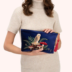 Embroidered Velvet Zip Pouch | Two Styles available at Bench Home