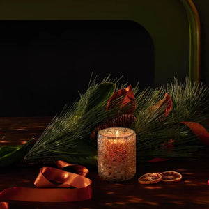 Crimson Woods Small Crackle Glass Candle available at Bench Home