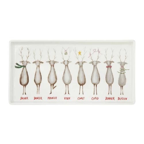 Stoneware Platter with Santa’s Reindeer