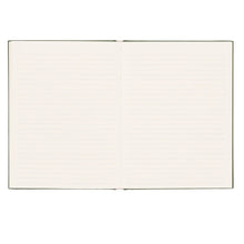 Load image into Gallery viewer, Inside of an opened journal showing two blank lined pages.