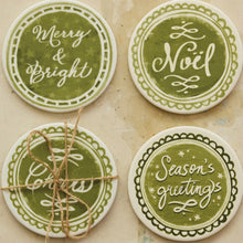 Load image into Gallery viewer, Holiday Stoneware Coasters Set