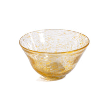 Load image into Gallery viewer, A yellow glass bowl on a white background.