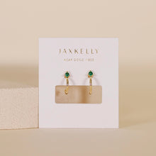 Load image into Gallery viewer, Emerald Open Mini Hoop Earrings