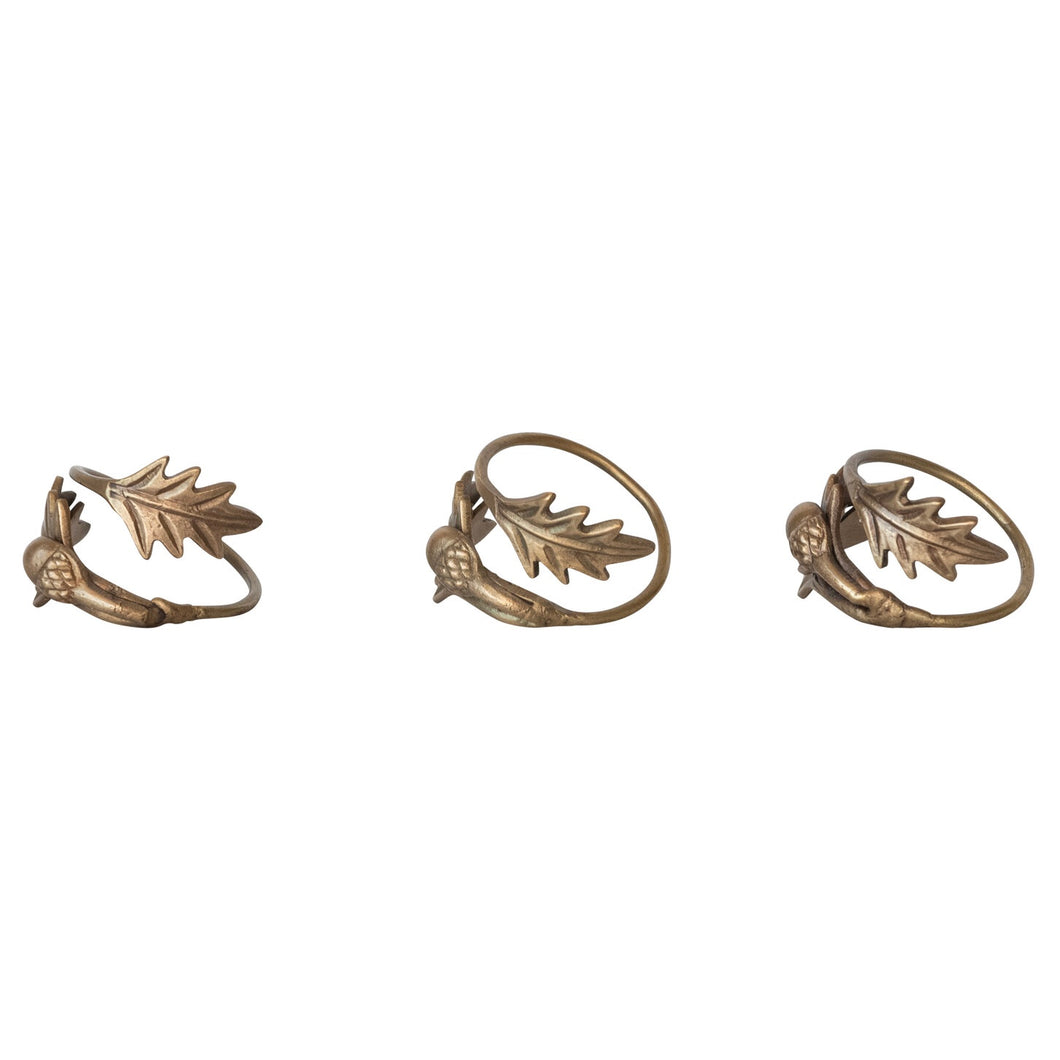 Brass Leaves & Acorn Napkin Ring