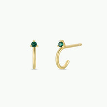 Load image into Gallery viewer, Emerald Open Mini Hoop Earrings